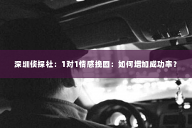 深圳侦探社：1对1情感挽回：如何增加成功率？