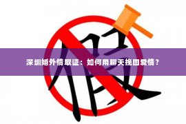 深圳婚外情取证：如何用聊天挽回爱情？