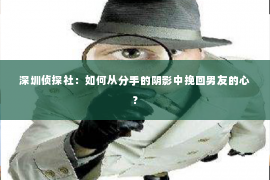 深圳侦探社：如何从分手的阴影中挽回男友的心？