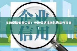 深圳侦探调查公司：天津情感挽回机构是否可靠？