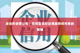 深圳市调查公司：在线咨询帮助挽回铁岭河南的婚姻