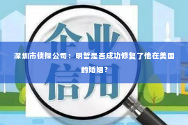 深圳市侦探公司：明哲是否成功修复了他在美国的婚姻？