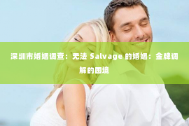 深圳市婚姻调查：无法 Salvage 的婚姻：金牌调解的困境