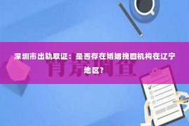 深圳市出轨取证：是否存在婚姻挽回机构在辽宁地区？