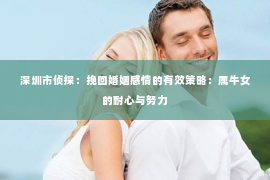 深圳市侦探：挽回婚姻感情的有效策略：属牛女的耐心与努力