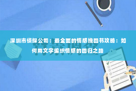 深圳市侦探公司：最全面的情感挽回书攻略：如何用文字编织情感的回归之路